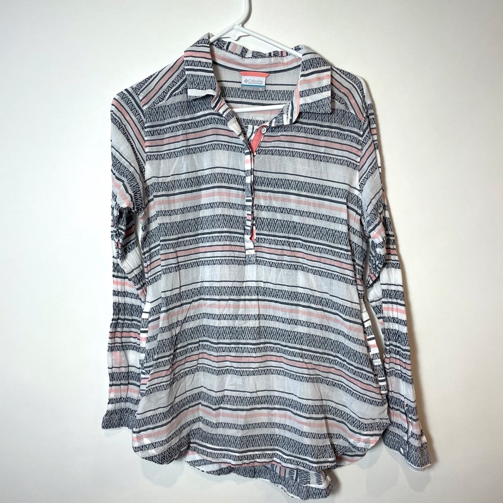 Columbia Early Tides Tunic S8 Womens Size M Multi Long Sleeve Striped Outdoor
